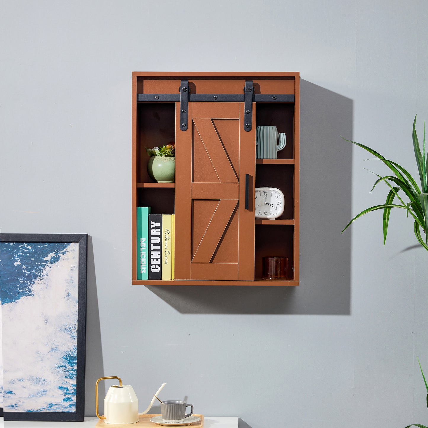 Gabinete de Almacenamiento de Pared de Madera, gabinete de Almacenamiento de baño de Inodoro de 5 Capas, gabinete Multifuncional con Puerta Ajustable, marrón Chocolate