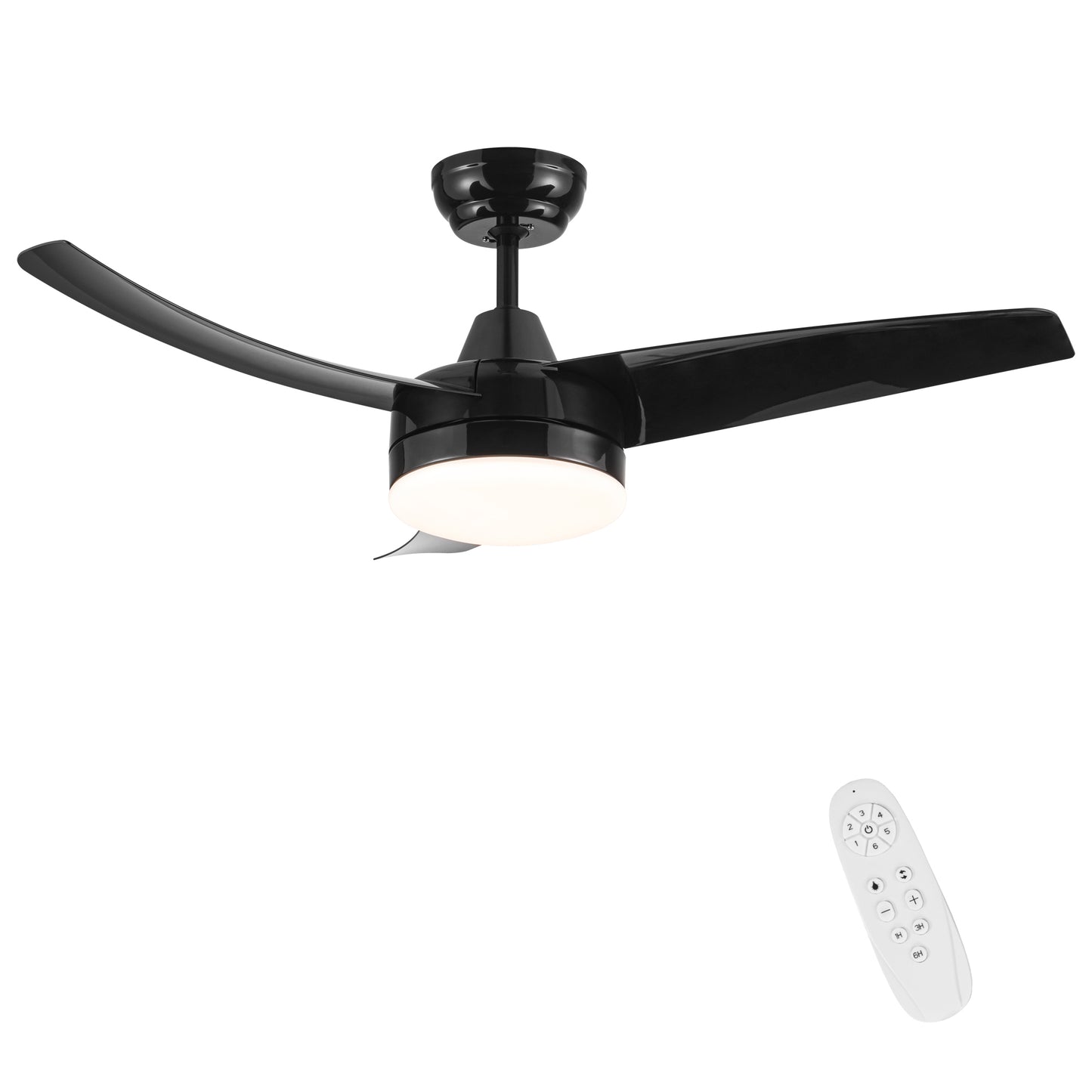 YUHAO 42-Inch 3-Blade Matte Black DC Motor Modern Contemporary LED Ceiling Fan-42 in x 42 in x 10.34 in