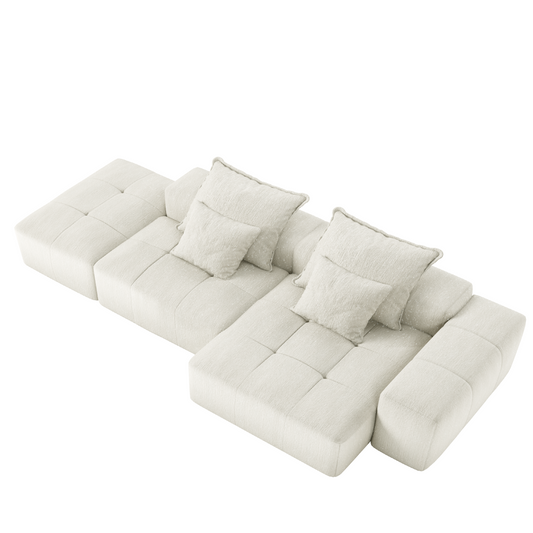 Modern Oversized Modular Sectional Sofa with Ottoman, Seat, Chaise Lounge and Armrest, Sparkling Chenille Fabric Soft Cushion Sofa with 4 Pillows,4 PCS DIY Combination Tufted Sofa,No Assembly Required