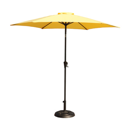 Outdoor Aluminum Patio Umbrella with 33 lbs Resin Base, Push Button Tilt & Crank Lift, Yellow, 8.8 Feet