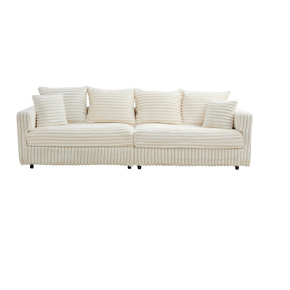 104.3' Plush Corduroy 4-Seat Sofa,Modern Comfy Upholstered Sofa Cloud Couch,Deep Seat Couches with Soft Pillows,Convertible Deep Seat Sofa Lounge Chair for Living Room Bedroom,Apartment,Office