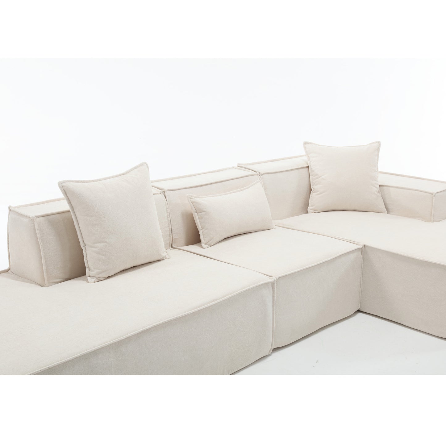 [VIDEO PROVIDED] Modular combination living room sofa set, modern minimalist sofa, free installation sofa, L-shaped, Italian minimalist tofu block sofa, Beige