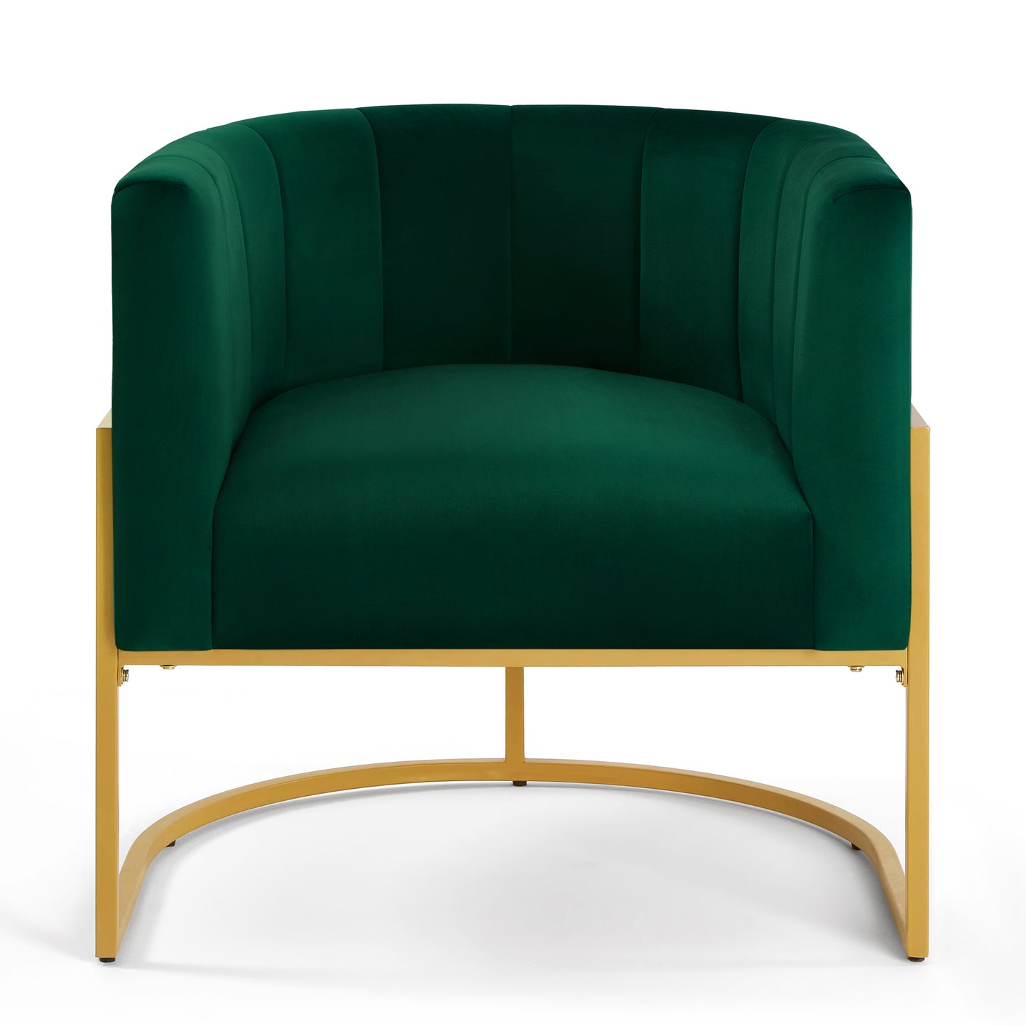 Silla decorativa tapizada de terciopelo con soporte de metal dorado, silla de ocio para sala de estar de mediados de siglo con respaldo curvo -Jade (esmeralda)