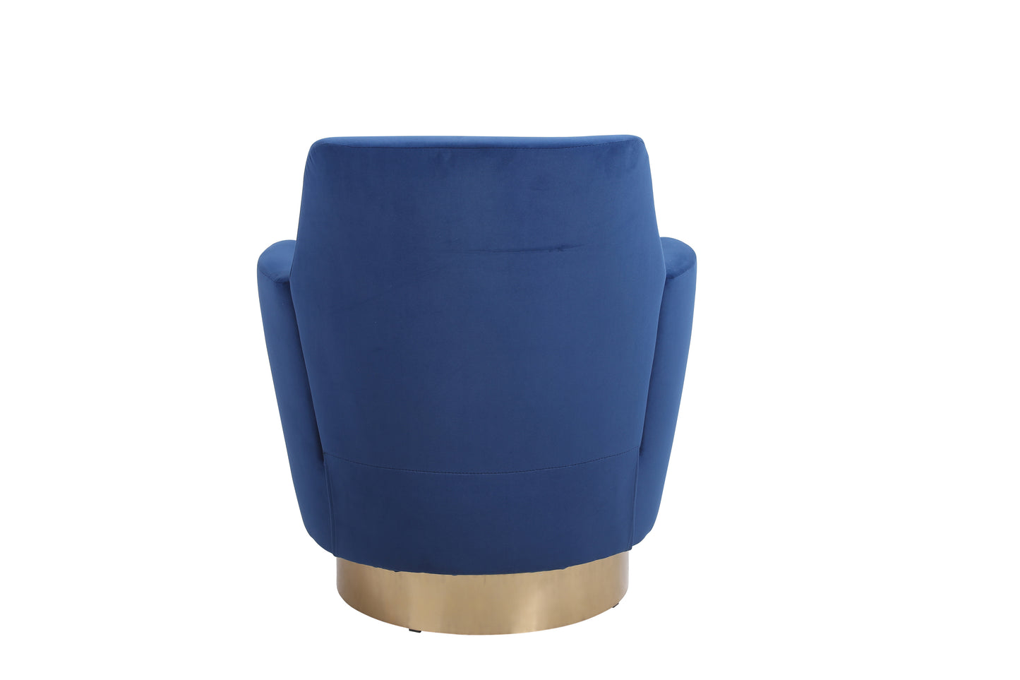 Silla giratoria de terciopelo, sillas giratorias decorativas, sillón para sala de estar, sillas de lectura para dormitorio, cómodas, sillas redondas con base de acero inoxidable dorado (azul marino)