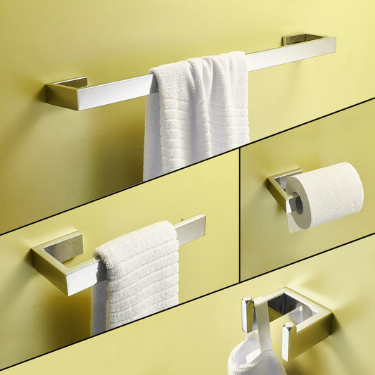 Bathroom Hardware Set Mirror 4-Pieces Bathroom Towel Rack 24 Inches Adjustable Bathroom Accessories Set