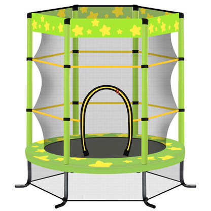 55 Inch Kids Trampoline with Safety Enclosure Net, 4.5FT Outdoor Indoor Trampoline for Kids (GREEN)