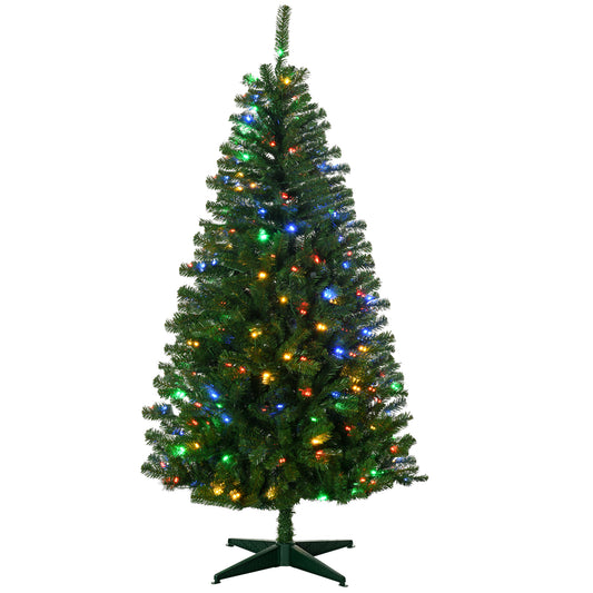 HOMCOM 6ft Tall Prelit Artificial Christmas Tree Holiday Décor with 584 Branches, 212 Warm White or Colorful LED Lights, Auto Open