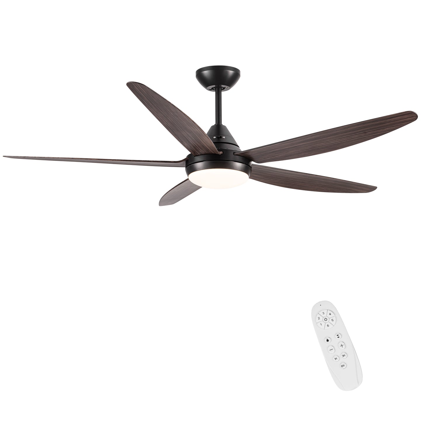 YUHAO 56 In Intergrated LED Ceiling Fan Lighting with Brown Wood Grain ABS Blade