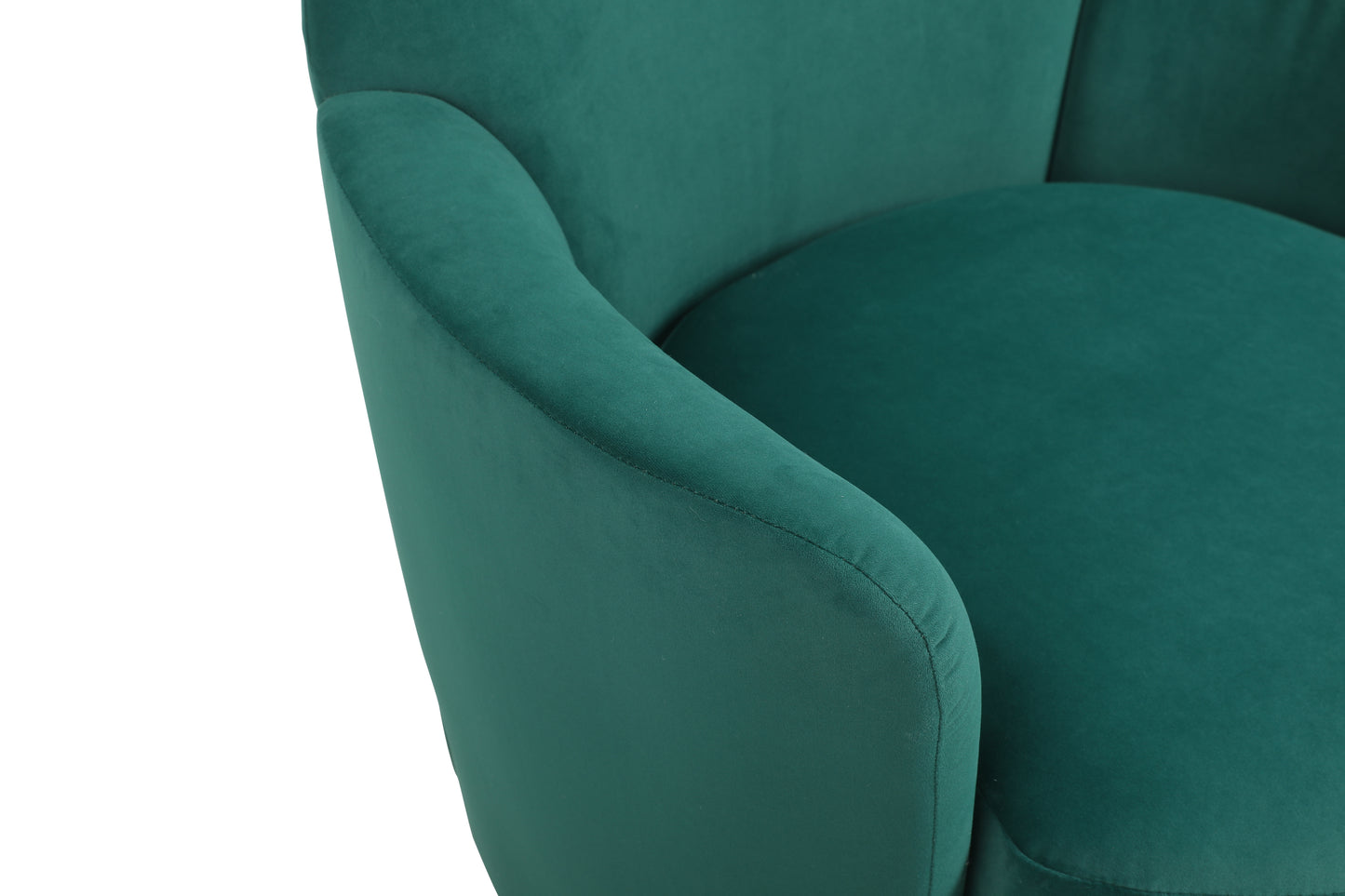 Velvet Swivel Barrel Chair, Swivel Accent Chairs Armchair for Living Room, Reading Chairs for Bedroom Comfy, Round Barrel Chairs with Gold Stainless Steel Base (Emerald)