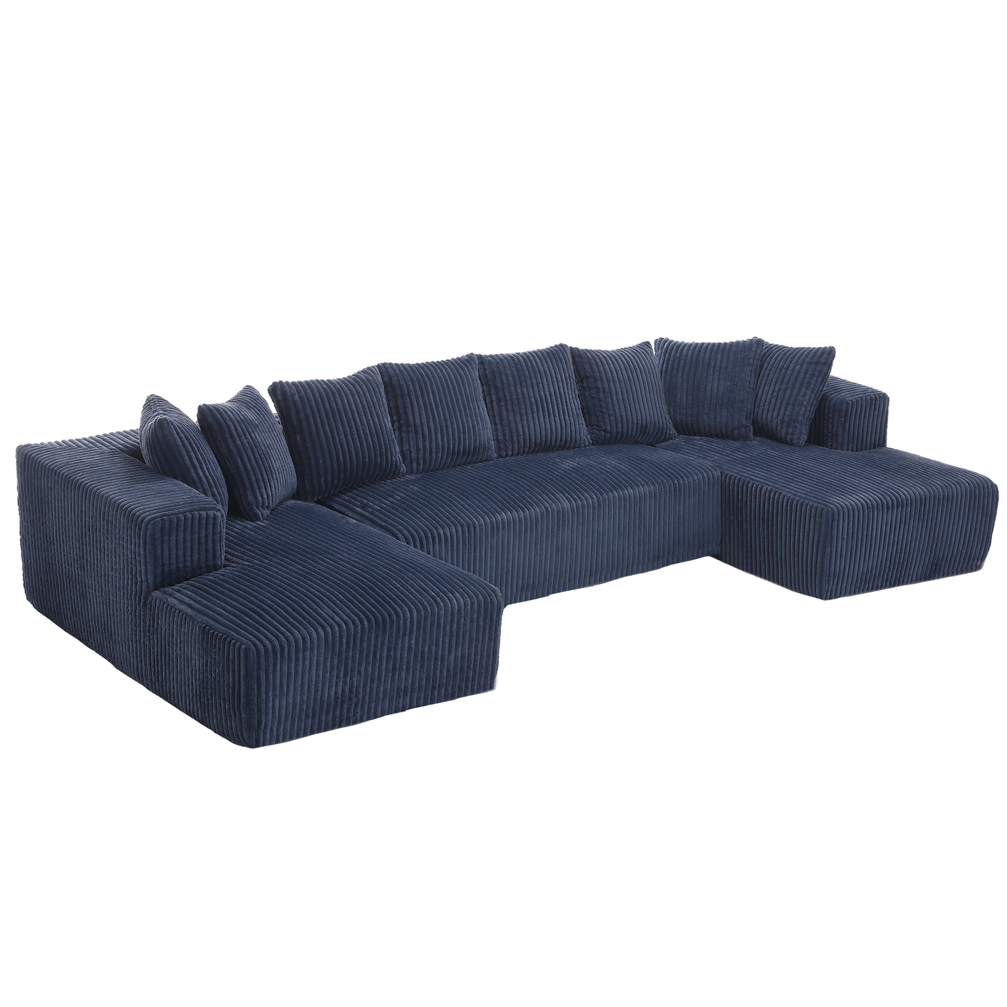 [NEW ARRIVED] [VIDEO PROVIDED]131'' Modular Sectional Couch, U-shaped sofa , Chaise Lounge, Striped fabric,Upholstered 4 Seater Couch for Living Room, Bedroom, Free Combination Sofa (Corduroy), Blue