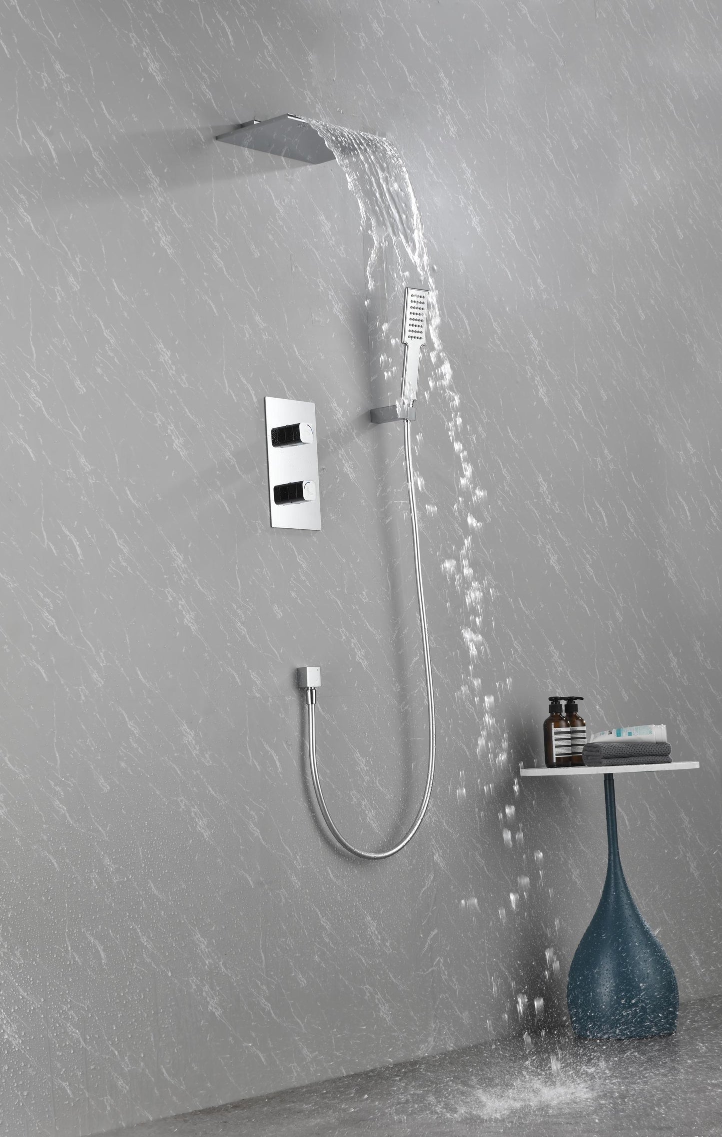 Waterfall Spout Wall Mounted shower  with Handheld   Shower  Systems