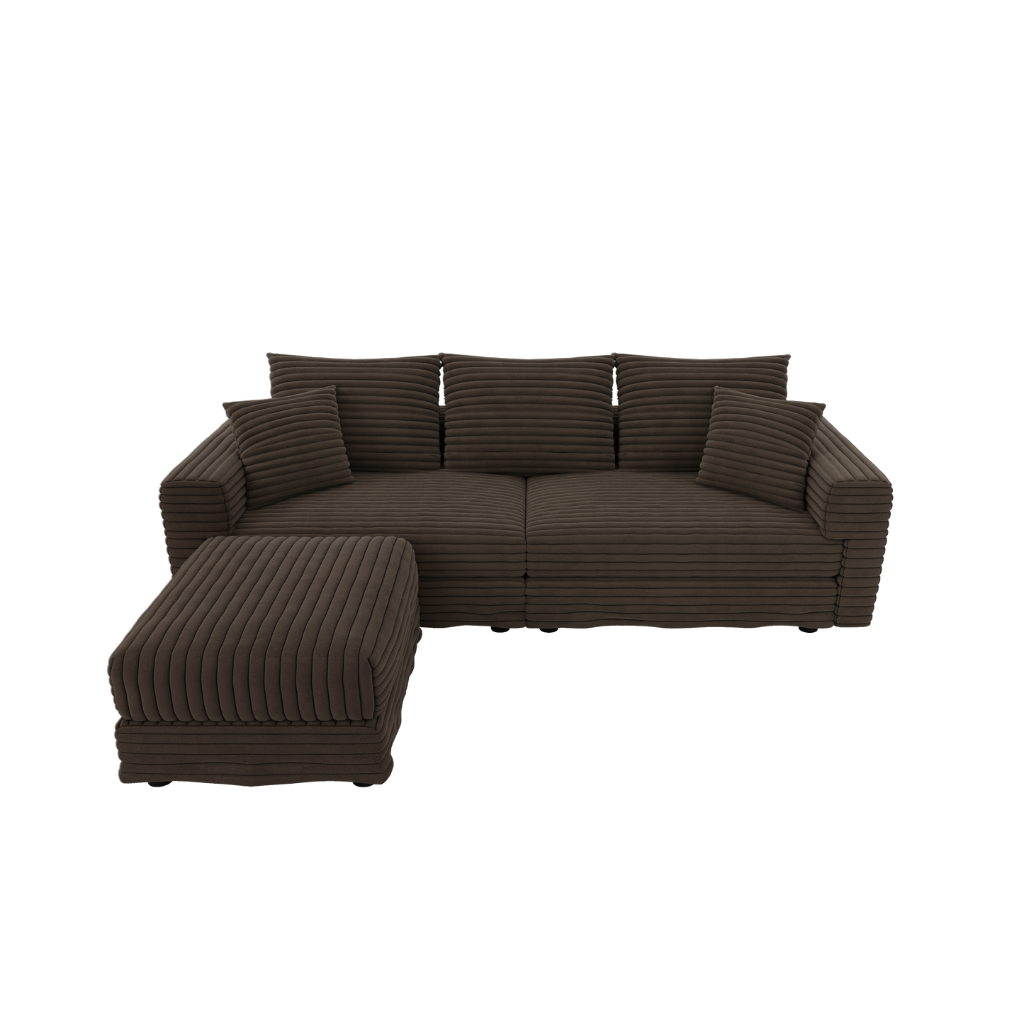 82.7 ' Plush Corduroy 3-Seat Sofa, Modern Comfy Upholstered Sofa Cloud Couch, Deep Seat Couches with Soft Pillows and 1 Ottomans, Convertible Sofa Lounge Chair, for Living Room,Apartment,Office,Camel