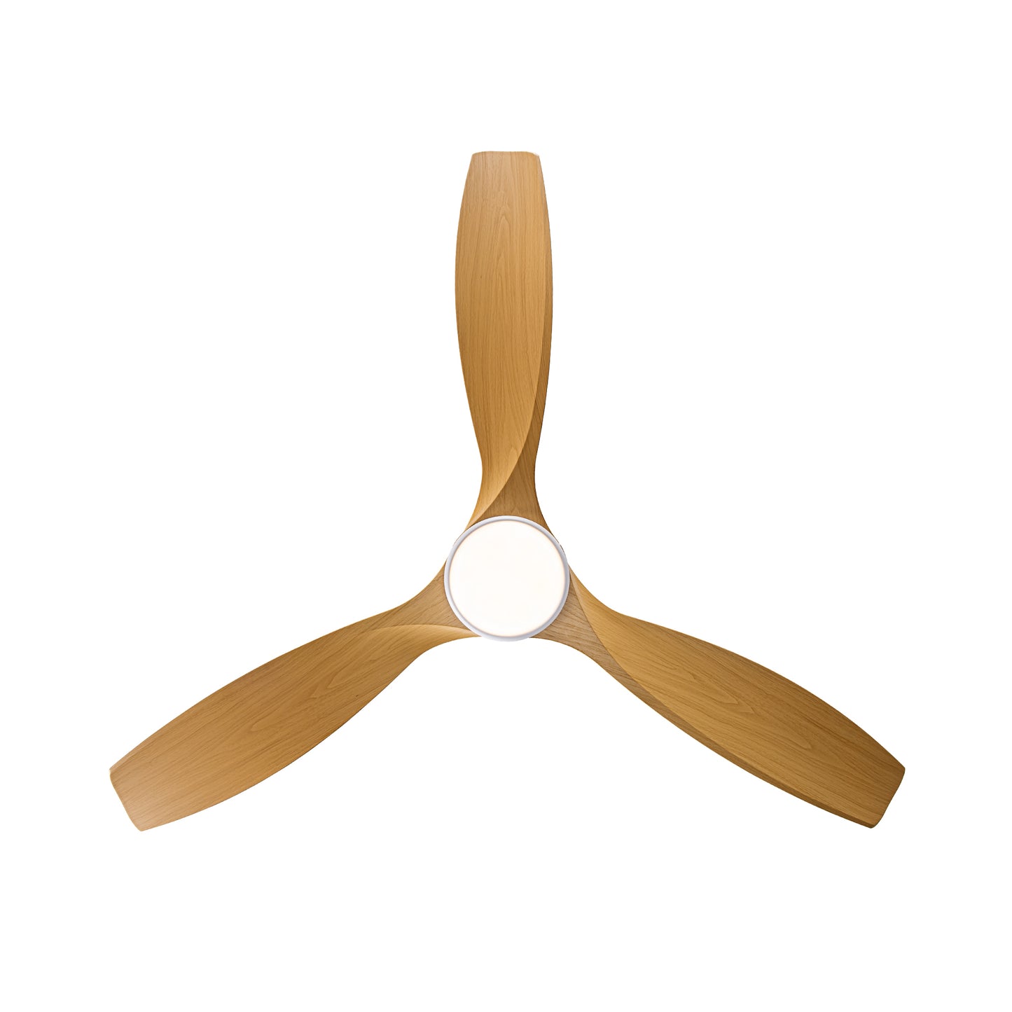 YUHAO 52 inch Indoor Ceiling Fan with Intergrated LED - Matte White with Antique Brown Wood Grain Blade