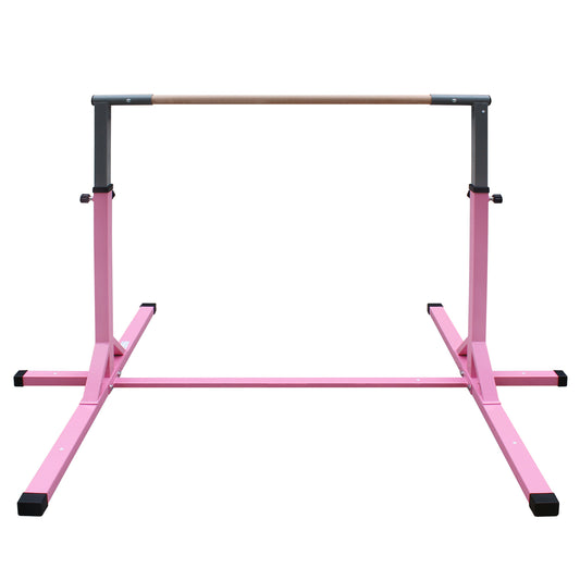 Gymnastics Bar for Kids, Adjustable Height Gym Bar, Junior Training Kip Bar for Home, Built for kids 3+ Years Pink