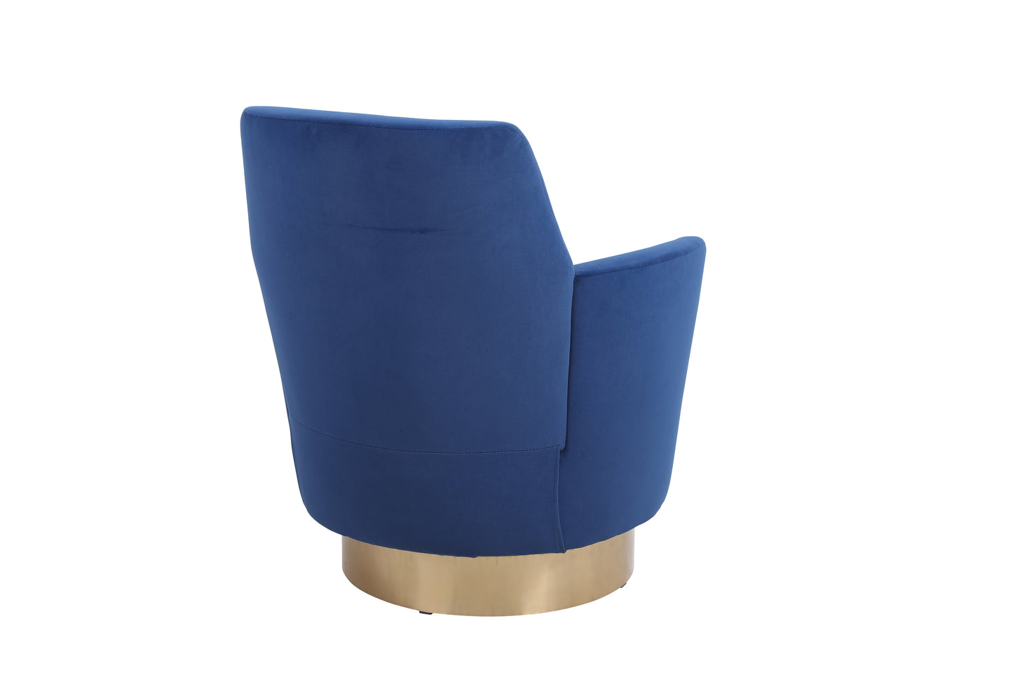 Silla giratoria de terciopelo, sillas giratorias decorativas, sillón para sala de estar, sillas de lectura para dormitorio, cómodas, sillas redondas con base de acero inoxidable dorado (azul marino)