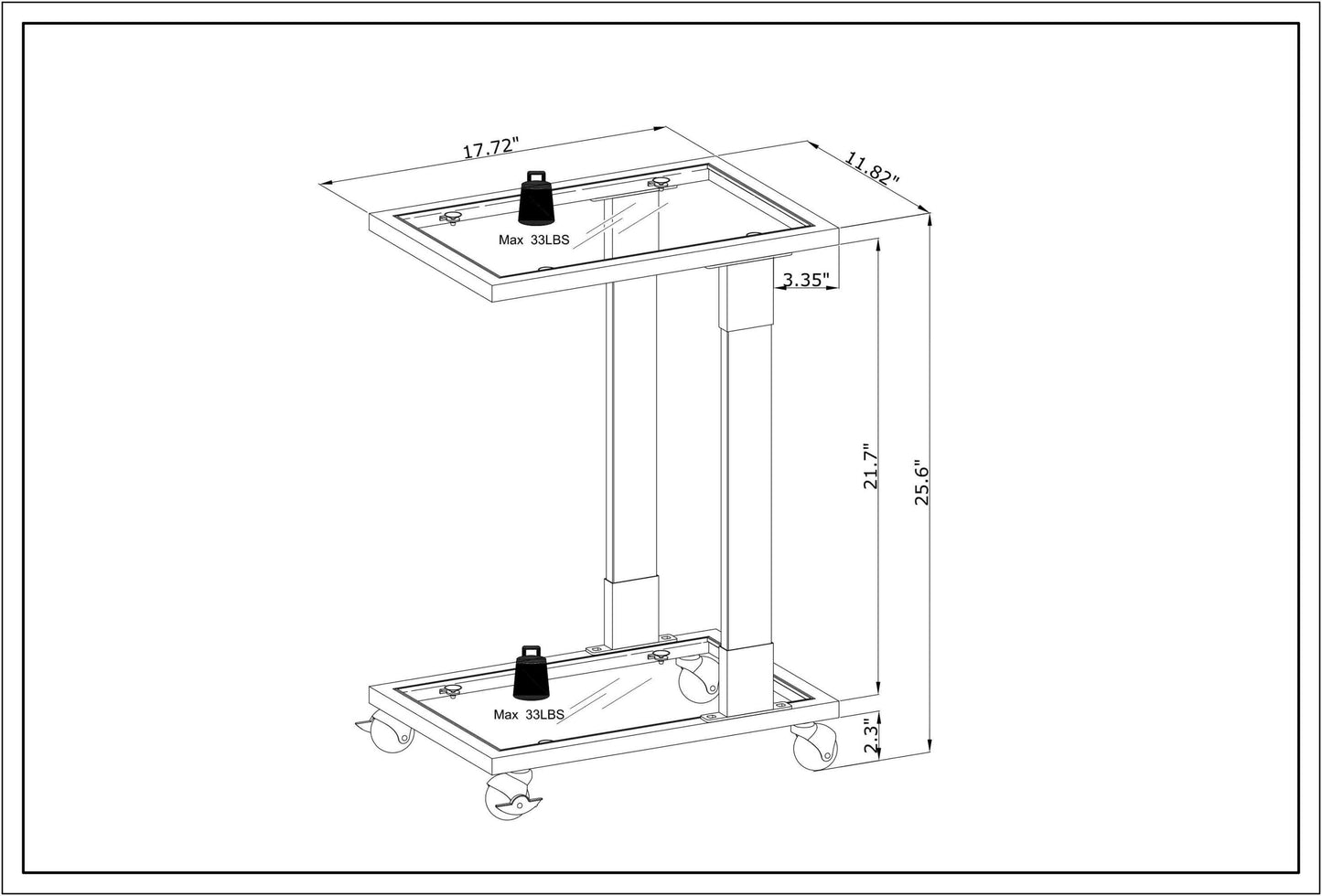 W82153573 Chrome Glass Side Table, Acrylic End Table, Glass Top C Shape Square Table with Metal Base for Living Room, Bedroom, Balcony Home and Office