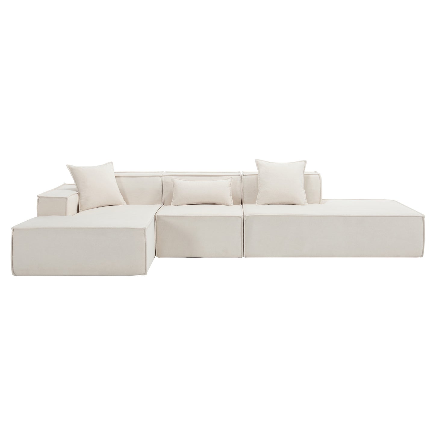 [VIDEO PROVIDED] Modular combination living room sofa set, modern minimalist sofa, free installation sofa, L-shaped, Italian minimalist tofu block sofa, Beige