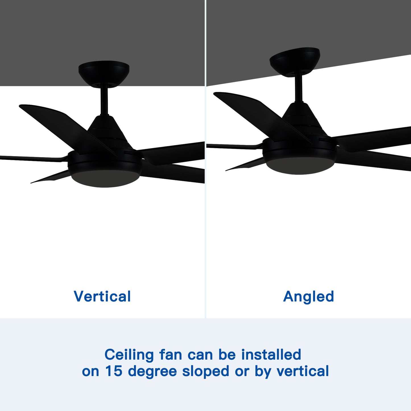 YUHAO 48 In Intergrated LED Ceiling Fan Lighting with Black ABS Blade