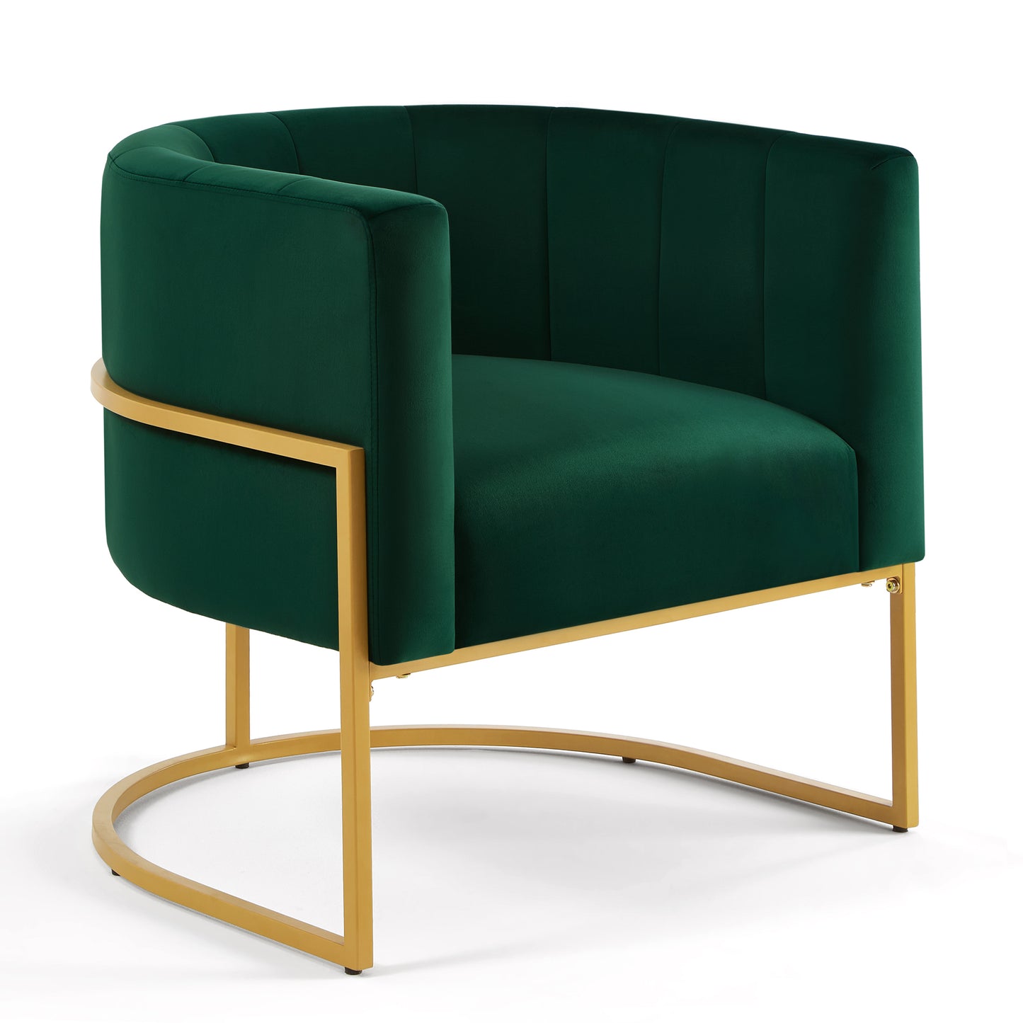 Upholstered Velvet Accent Chair with Golden Metal Stand,Mid-Century Living Room Leisure Chair with Curve Backrest  -Jade( Emerald)