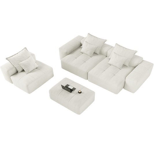 Modern Oversized Modular Sectional Sofa,Sparkling Chenille Fabric Soft Cushion Sofa with 6 Pillows,6 PCS DIY Combination Tufted Sofa,No Assembly Required,BEIGE