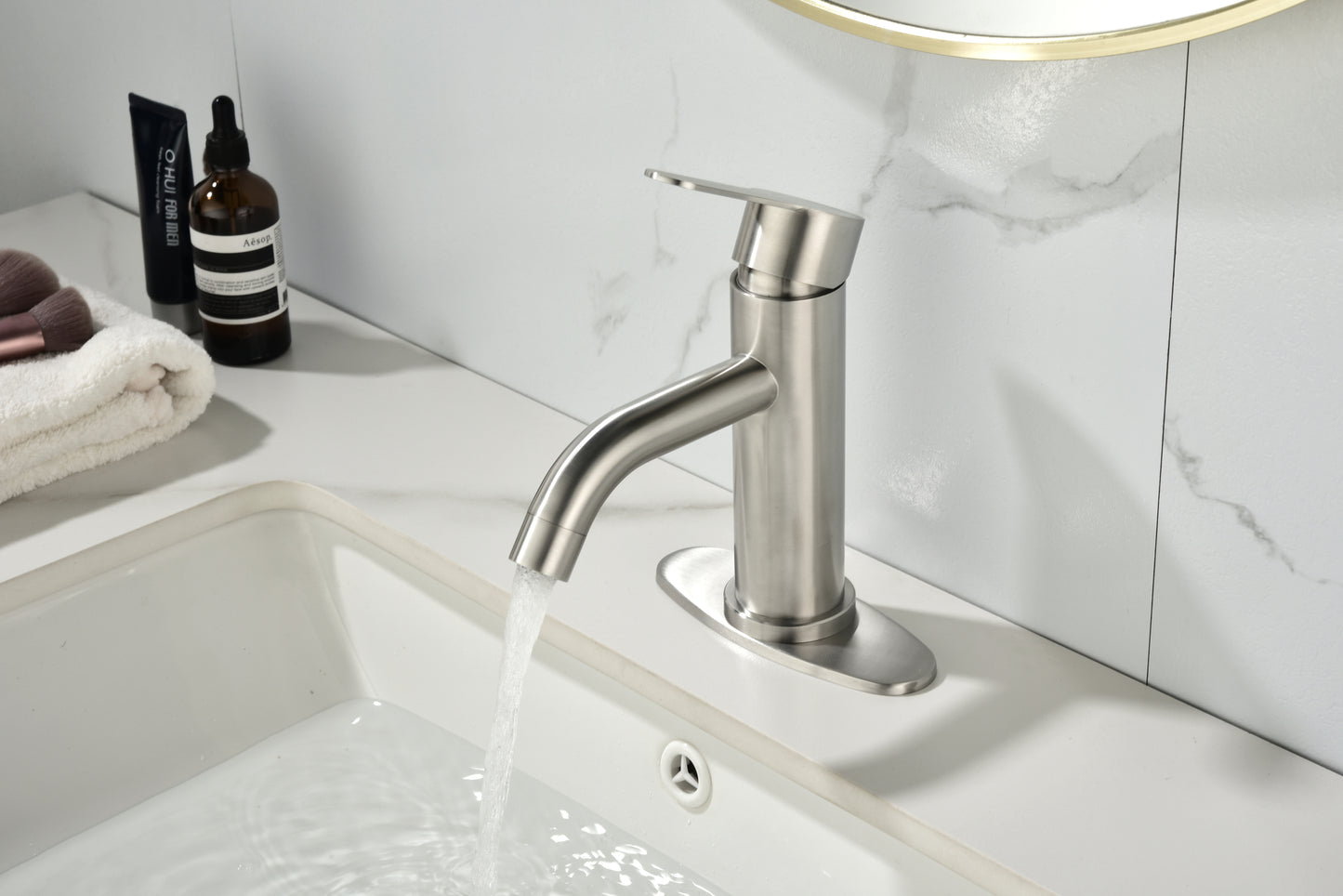 Waterfall Spout Bathroom Faucet,Single Handle Bathroom Vanity Sink Faucet