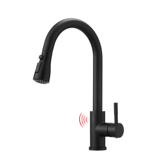 Touchless Kitchen Faucet, Hands Free Automatic Smart Kitchen Faucet, Stainless Steel Touchless Kitchen Faucet Black