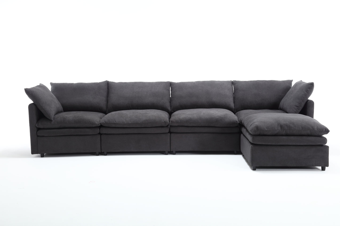 [VIDEO PROVIDED] Modern U-shaped Sectional Sofa ,5-seat Upholstered  Sofa Furniture,Sleeper Sofa Couch with Chaise Lounge for Living Room,Apartment,Dark Gray,Polyester