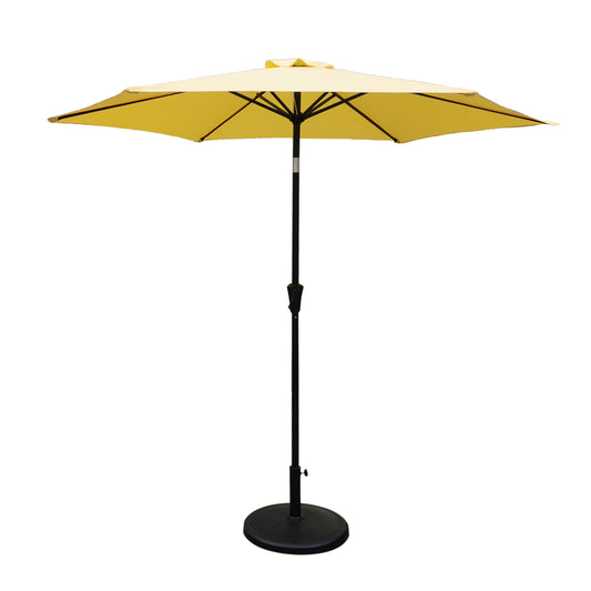 Yellow Outdoor Aluminum Patio Umbrella with 42 lbs Resin Base, Push Button Tilt & Crank Lift, 8.8 Feet