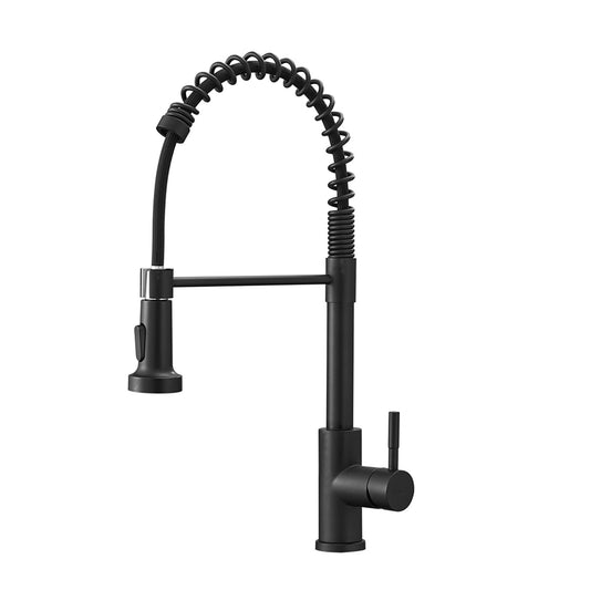 Kitchen Faucet with Pull Down Sprayer Black Stainless Steel Single Handle Pull Out Spring Sink Faucets
