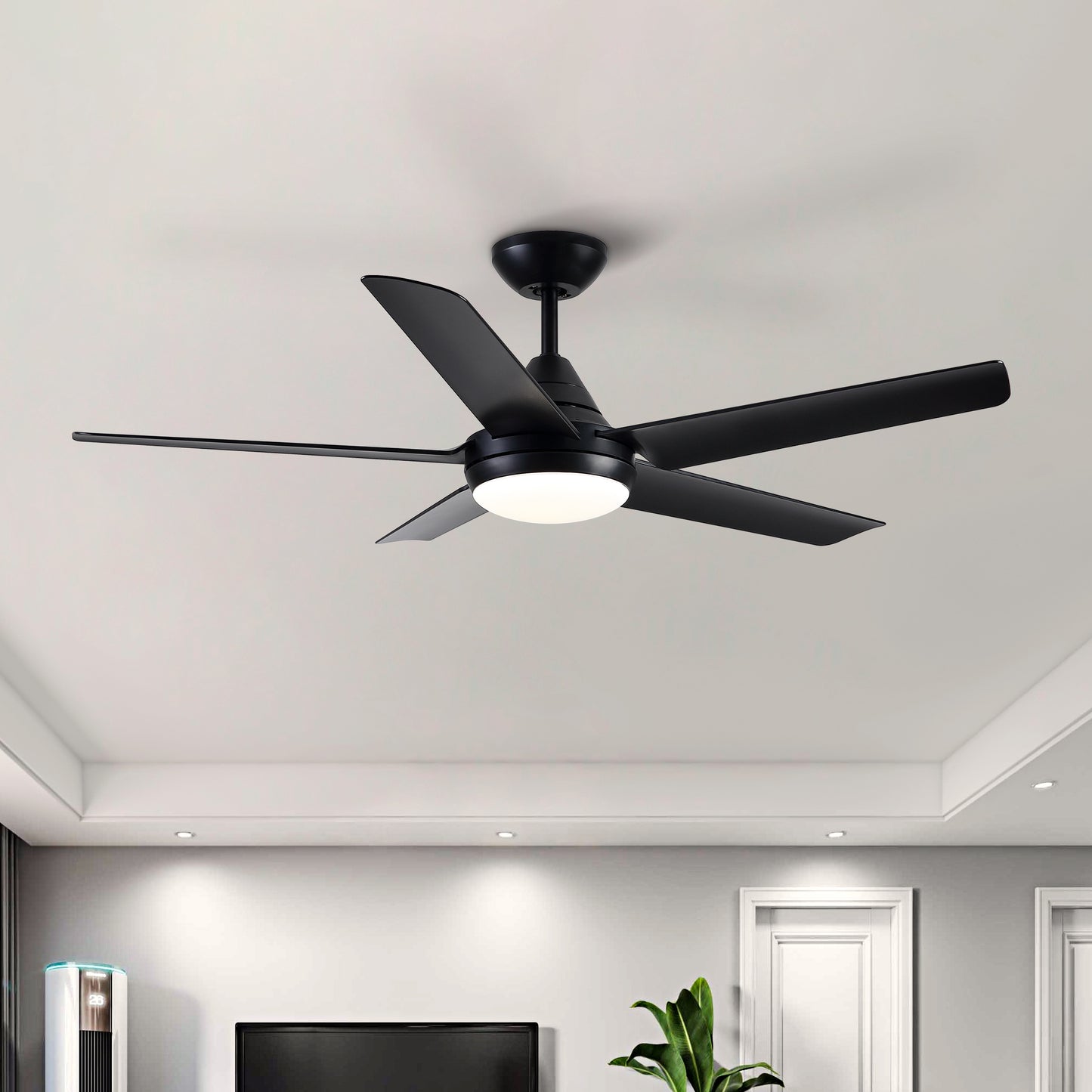 YUHAO 48 In Intergrated LED Ceiling Fan Lighting with Black ABS Blade