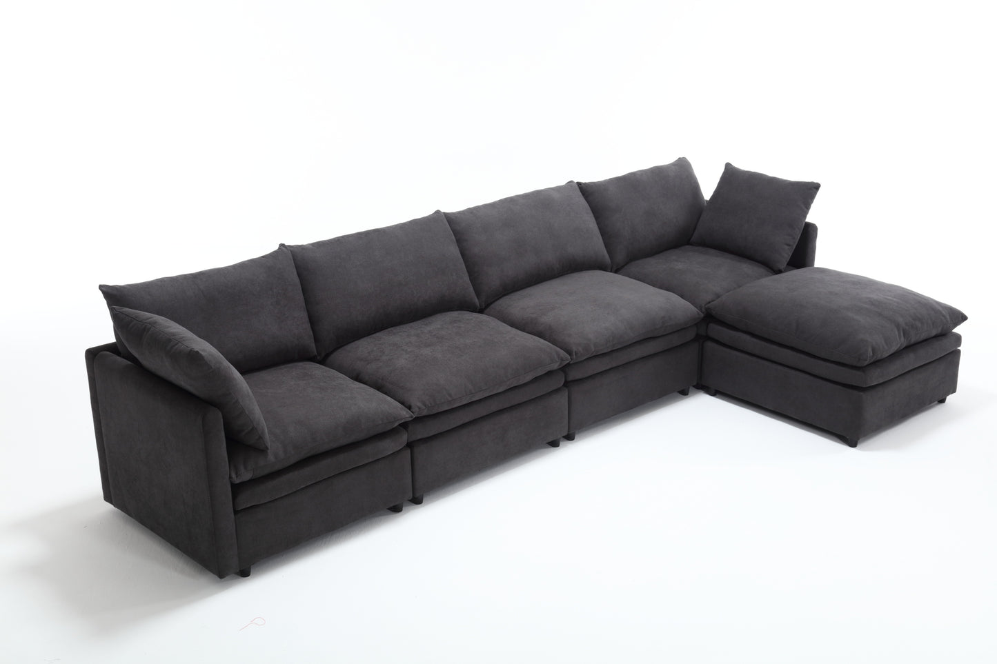 [VIDEO PROVIDED] Modern U-shaped Sectional Sofa ,5-seat Upholstered  Sofa Furniture,Sleeper Sofa Couch with Chaise Lounge for Living Room,Apartment,Dark Gray,Polyester