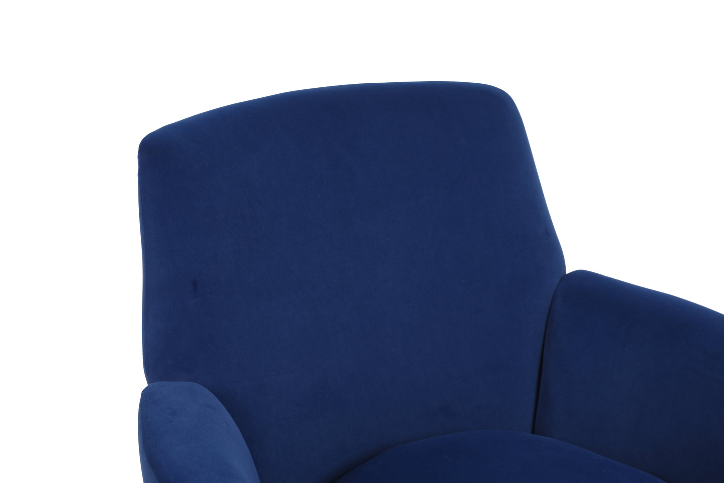 Silla giratoria de terciopelo, sillas giratorias decorativas, sillón para sala de estar, sillas de lectura para dormitorio, cómodas, sillas redondas con base de acero inoxidable dorado (azul marino)